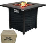 Propane Fire Pit Table, 40,000 Watt Outdoor Square Gas Fire Pit, with Lid, Weather-resistant Metal Material, Adjustable Flame, Rock Melting... image 3