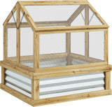 Raised Garden Bed with Polycarbonate Greenhouse, Wooden Cold Frame Greenhouse, Garden Flower Planter Protection, Peak Roof, 35.5" X 31.5" X...