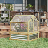 Raised Garden Bed with Polycarbonate Greenhouse, Wooden Cold Frame Greenhouse, Garden Flower Planter Protection, Peak Roof, 35.5" X 31.5" X... image 3