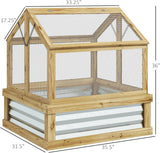Raised Garden Bed with Polycarbonate Greenhouse, Wooden Cold Frame Greenhouse, Garden Flower Planter Protection, Peak Roof, 35.5" X 31.5" X... image 4
