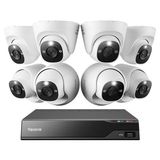Reolink 12 Channel 4K PoE + Wi-Fi NVR Security System 4TB, 8 Wired Dome Cameras