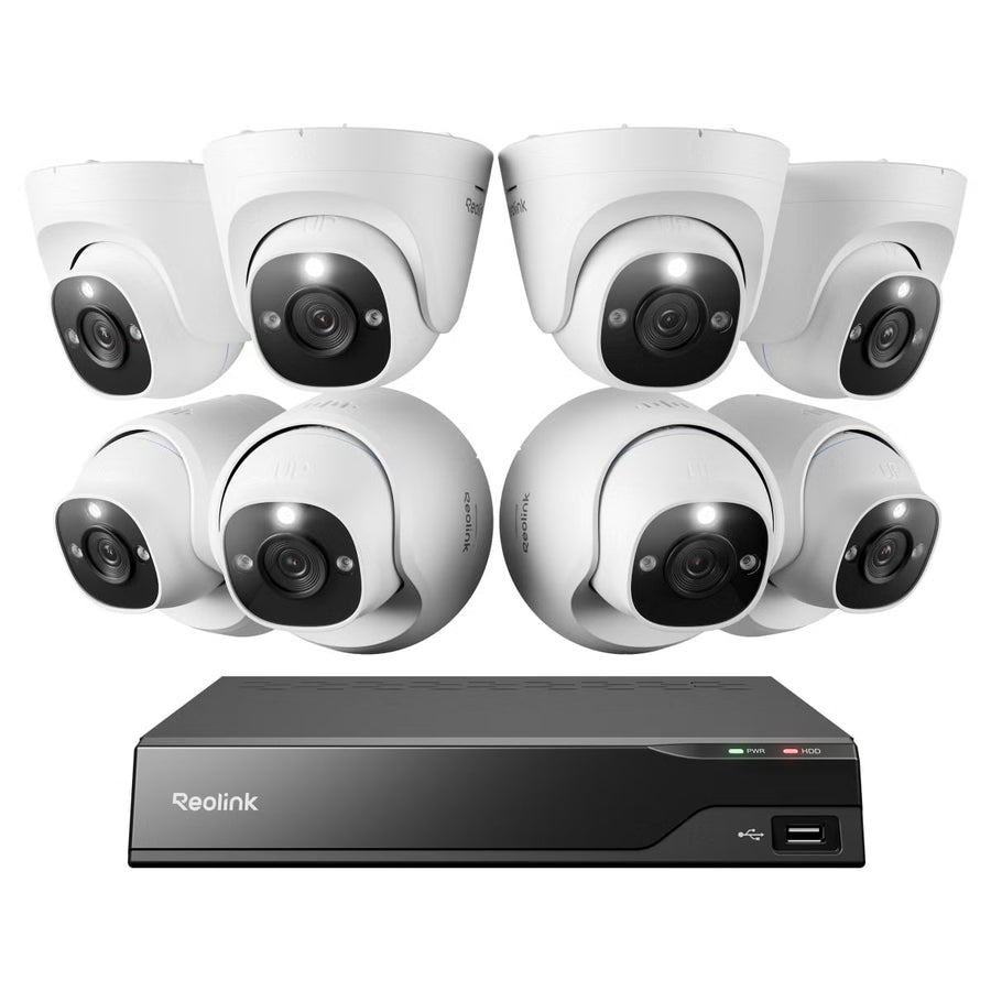 Reolink 12 Channel 4K PoE + Wi-Fi NVR Security System 4TB, 8 Wired Dome Cameras