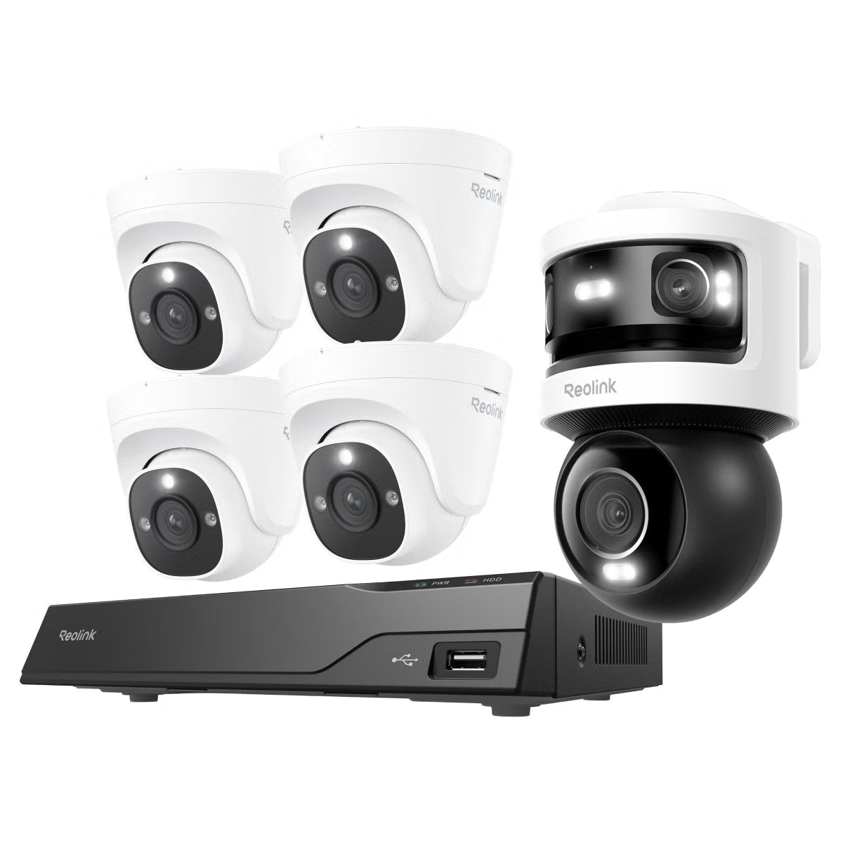 Reolink 8 Channel 4K+ 2TB NVR PoE Security System 4-Dome + OMVI Panoramic / PTZ Camera