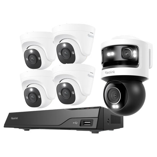 Reolink 8 Channel 4K+ 2TB NVR PoE Security System 4-Dome + OMVI Panoramic / PTZ Camera