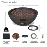 Riverside Round Concrete Gas Fire Pit in Shale, 36-in image 5