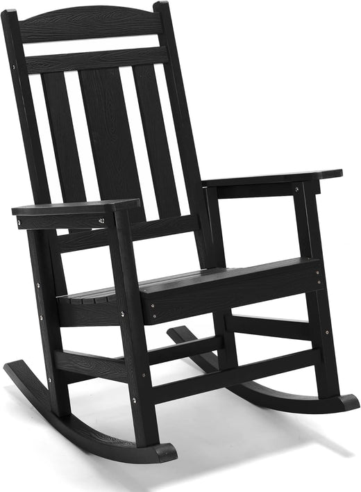 Rocking Chair Outdoor, Weather Resistant Poly Plastic Rocker Chairs, 350lb Heavy Duty, Oversized Porch for Adult, High Back Smooth Chairs...