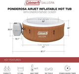 Saluspa Miami Airjet 2 to 4 Person Round Inflatable Hot Tub Portable Outdoor Spa with 120 Soothing Airjets and Insulated Cover, Black image 2
