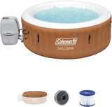 Saluspa Miami Airjet 2 to 4 Person Round Inflatable Hot Tub Portable Outdoor Spa with 120 Soothing Airjets and Insulated Cover, Black image 3