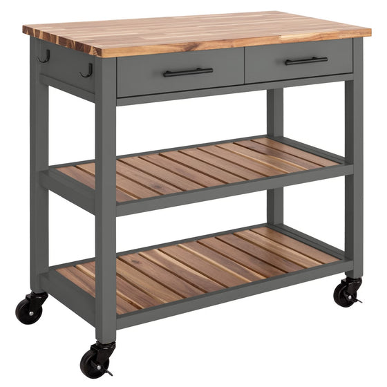 Seville Kitchen Cart with Acacia Shelves