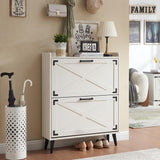 Shoe Storage Cabinet,farmhouse Shoe Organizer with 4 Flip Drawers & Barn Door Design,freestanding Hidden Slim Narrow Shoe Rack Cabinet for... image 2