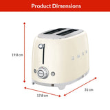 Smeg 50's Retro 2-Slice Toaster, Cream image 5