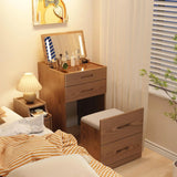 Solid Wood 3 in 1 Vanity Desk with Flip Top Mirror, No Assembly, Compact Vanity with Hidden Chair, Small Makeup Vanity Set with Power Outlet,... image 4
