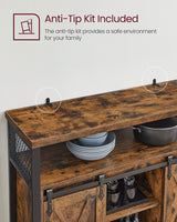 Songmics Home Brown Buff Sideboard Storage with Sliding Doors image 3