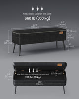 Songmics Home Mid-Century Ink Black Ottoman Storage Bench image 5