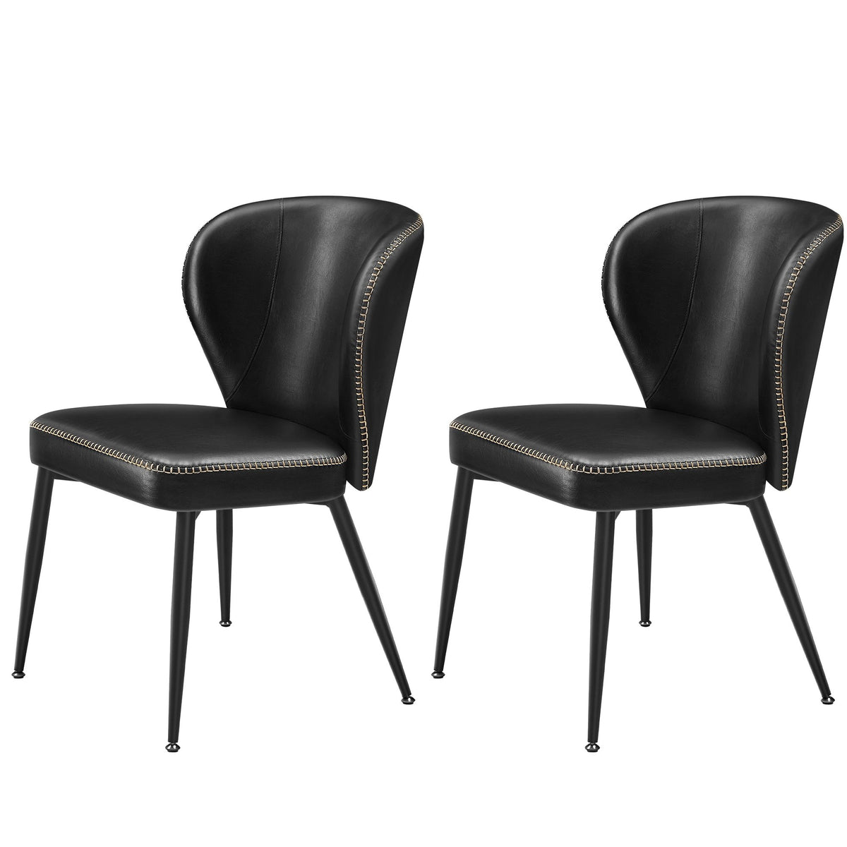 Songmics Home Mid-Century Modern Black Dining Chairs Set, 2-pk