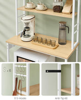 Songmics Home Oak/White Baker's Rack with 4 AC Outlets image 2