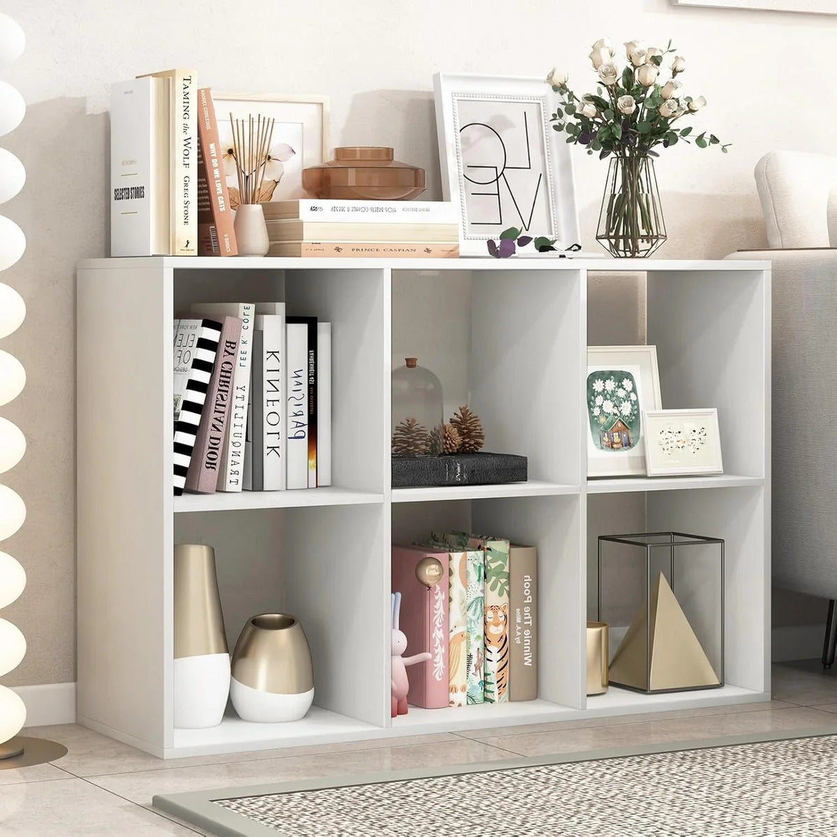 Suitable for Two People, Floor-standing Bookshelf, with An Open Back Panel, Anti-toppling Device. It Is A Modern Storage Display Stand...