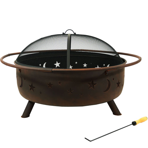 Sunnydaze Décor Steel Cosmic Fire Pit, Extra-Large, 42-in