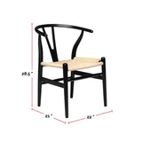 Take Me Home Wishbone Wood Dining Chair with Woven Seat, Black image 3