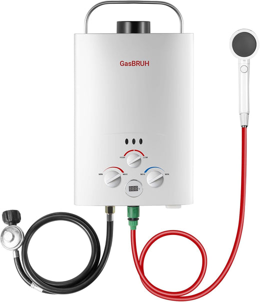 Tankless Water Heater Outdoor, 1.58 Gpm, 6L Portable Propane Camping Water Heater with Overheating Protection for Indoor,rv,camping