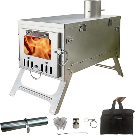 Titanium Alloy Tent Wood Stove for Camping, 2 Kilograms, Foldable, Lightweight and Compact Portable Heat Tent Stove, Comes with A 2.2-meter...