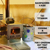 Titanium Alloy Tent Wood Stove for Camping, 2 Kilograms, Foldable, Lightweight and Compact Portable Heat Tent Stove, Comes with A 2.2-meter... image 2