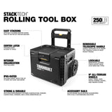 ToughBuilt StackTech Portable Modular Plastic/Metal Rolling Tool Box with Handle and Inner Tray, IP65-Rated, Black image 3