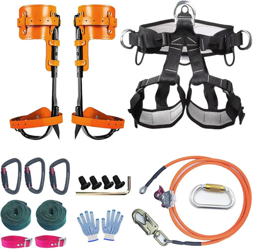 Tree Climbing Gear, Tree Climbing Spikes，with Adjustable Climbing Straps and Steel Core Flip Line Arborist Equipment for Climbers, Hunting,...