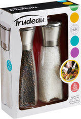 Trudeau Stainless Steel/Glass Salt & Pepper Grinder Mill Set, Pre-Filled, 8-in, 2-pc image 2