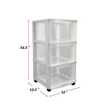 type A Clear Grey Frame 3-Drawer Storage Tower/Cart with Wheels, 26-in image 4