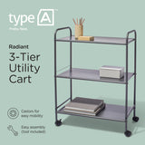 type A Radiant 3-Tier Utility Cart with Wheels, Grey image 3