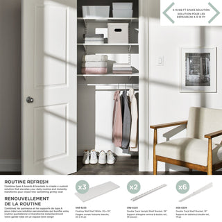 type A Wooden Floating Wall Shelf Board, White, 20 x 35-in