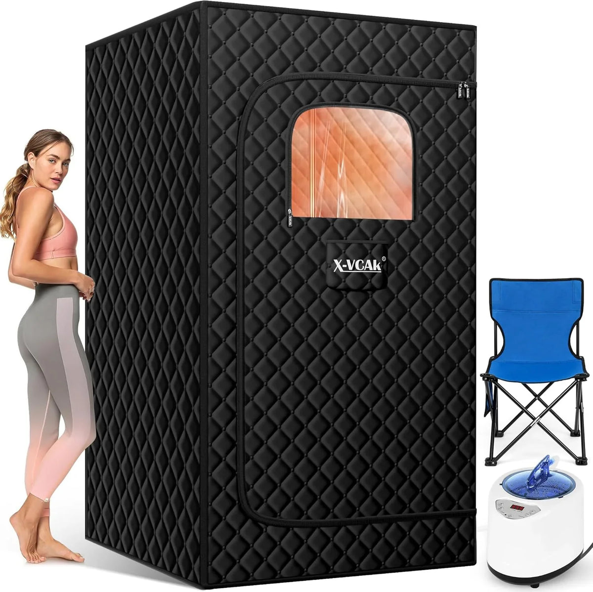 Upgraded Sauna Box for Relaxation, Detoxification, Portable Steam Sauna for Home with Steamer, 9 Levels, 2.6’ X 2.6’ X 5.9’