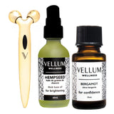 Vellum Wellness Mature Skin Kit with Essential Oils and Facial Roller for Garage and Travel