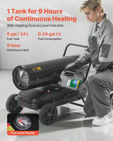 Vevor 125000 BTU Forced Air Kerosene Diesel Heater, Portable Torpedo Space Heater with Wheels Adjustable Temp, Blower-type For... image 4