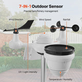 Vevor 7-in-1 Wireless Weather Station with Wi-fi,7 in Tft Colorful Display, Solar-powered Outdoor Sensor, Indoor Outdoor Monitoring, Includes... image 4