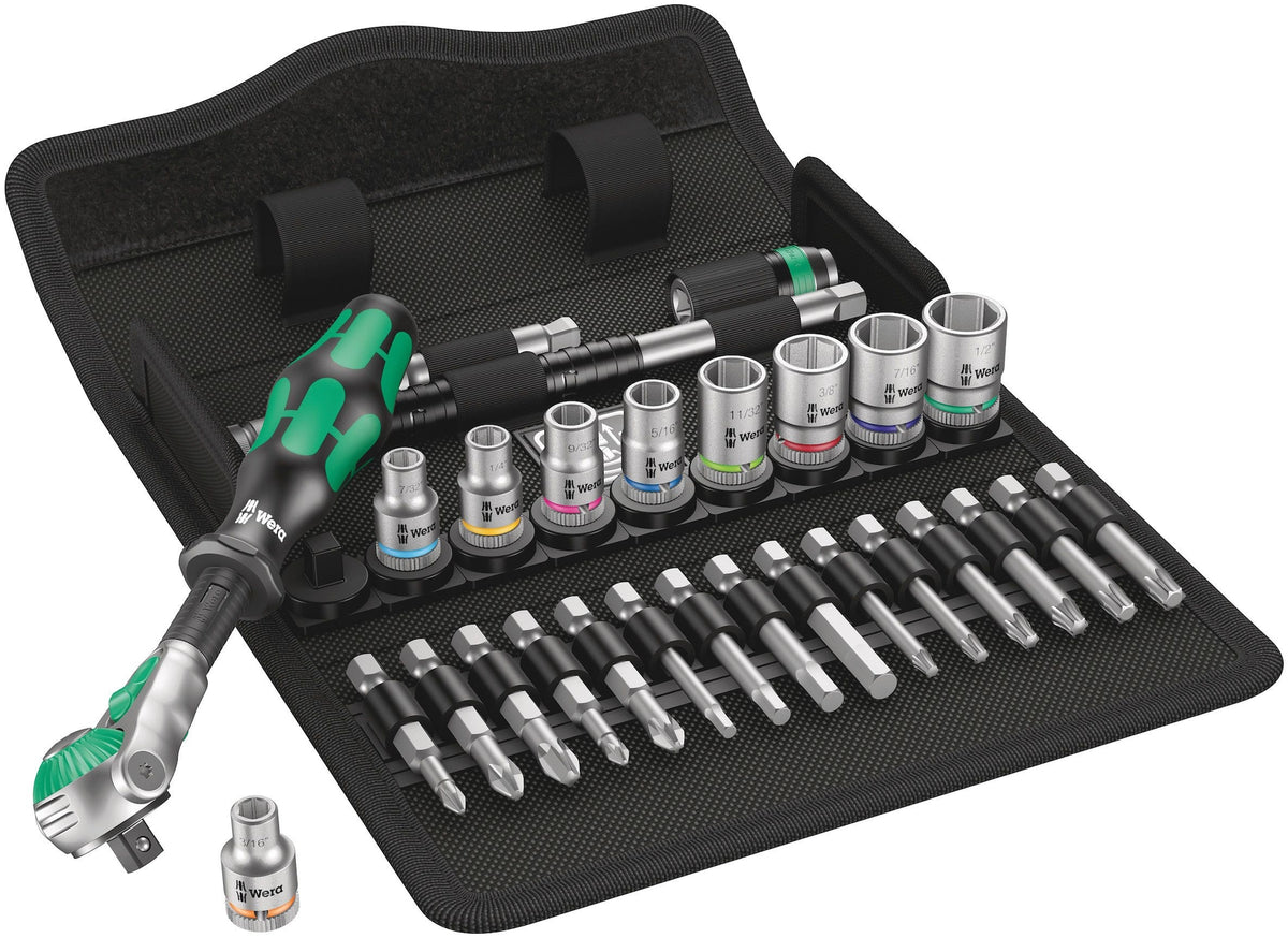 Wera 1/4-in Drive Socket Set, SAE, 28-pc